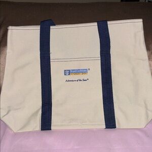 Royal Caribbean Canvas Tote with Navy Straps